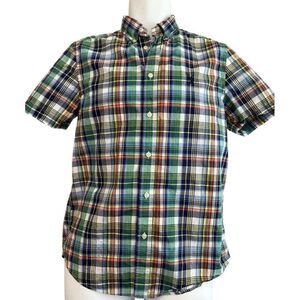 Ralph Lauren Boys Large 18-20 Colorful Plaid Short Sleeve Button Shirt Cotton